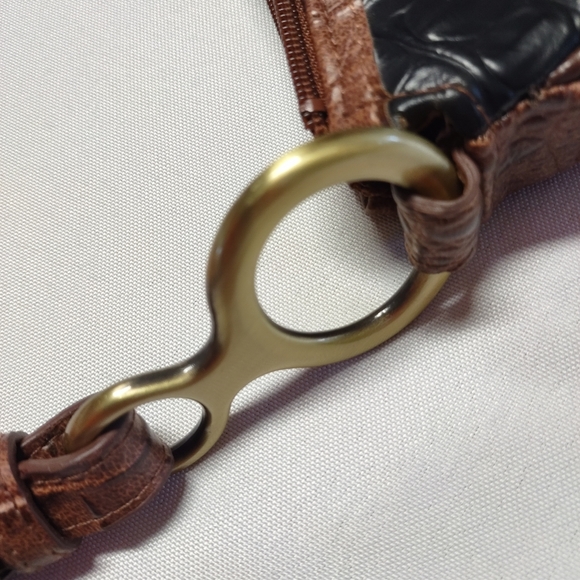 Bueno Alligator Print Hobo Bag with brass hardware - Picture 8 of 13